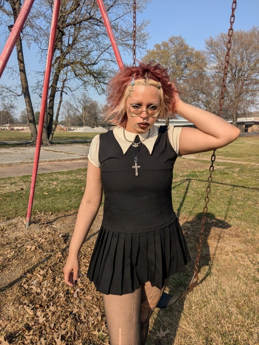 Rare UNIF Charlotte Dress. Black Pleated Dress Peter Pan Collar. Size Medium. - Picture 2 of 7